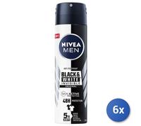 6x Paquete Nivea Men Invisible Negro Y Blanco Spray, 150 Ml