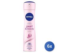 6X Paquete Nivea Pearl & Beauty Desodorante Spray 150 Ml
