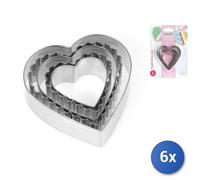 6x Paquetes 5 Cortadores De Galletas Inox Corazón Línea Pastelería Habi