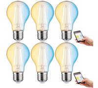 6x Paulmann Smart LED Filamento Bombilla 4,7W E27 Claro Cct 2200-6500K Regulable