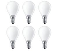 6x Philips Bombilla LED Filamento Forma Gota P45 6,5W=60W E14 806 lm Luz Cálida