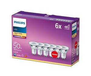 6x Philips Lamps LED GU10 4.6W 355Lm warm white No 8718696586013