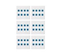 6X Placa de Pared Ethernet 8 Puertos - Doble Banda Cat6 RJ45 Conector Cable de Red Placa Frontal Hembra una Hembra - Azul