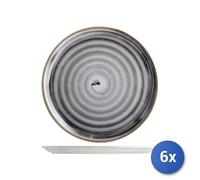 6X Plato De Pizza En Porcelana Circus Negro, 33Cm