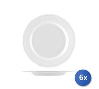 6x Plato De Porcelana Praga Blanco Redondo Cm31