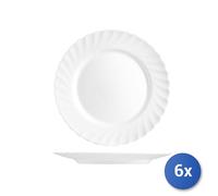 6x Plato De Vidrio Opalino Trianon Blanco Plano 24,5Cm