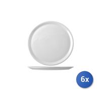 6x Plato Pizza Porcelana Nápoles Blanco Cm 28