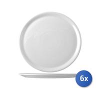6x Plato Pizza Porcelana Nápoles Blanco Cm 35
