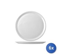 6x Plato Pizza Porcelana Napoli Blanco CM 31