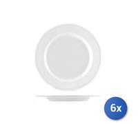 6X Plato Porcelana Praga Blanco Mesa Plano Cm26