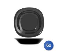 6X Platos De Vidrio Opalino Bonitos Fondo Negro 21Cm