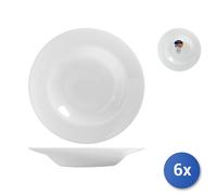 6X Platos Para Pasta Friends Blanco, 28.5Cm, Vidrio Opal