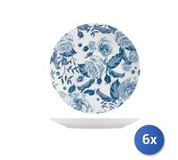 6x Platos Pcl Rosas Azul Pisos Cm27 H&h