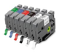 6x Pristar Compatible Etiquetas 9mm x 8m para Brother TZe-221 TZe-125 TZe-325 TZe-425 TZe-525 TZe-725 Tze Tape Laminated para P-touch PT-H105 H100 H107B E110 H110 D210 H100LB P300BT D400 D200