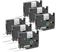 6x Sustitutiva TZe-221 9mm Negro/Blanco para Impresora Brother P-Touch | 9 mm, negro sobre blanco, cinta de repuesto compatible con Brother P-Touch H107B/H100LB/H110/D210/E100/D600VP/1000