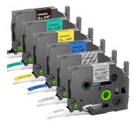 6x Sustitutivas TZe 12mm 0,47 Pulgadas Multicolores para Brother P-Touch