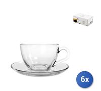 6x Tazas de Vidrio Para Café, Transparente, 9Cl, Con Platillos