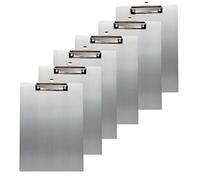 6x TUKA A4 Portapapeles de Aluminio con Pinza, Abrazadera de metal Recubierto de Goma, Tablilla con Sujetapapeles, Gran Resistencia, Robusto Aluminio Portapapeles, Juego de 6, Gris TKD8065-grey-6x