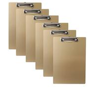 6x TUKA A4 Portapapeles de Aluminio con Pinza, Abrazadera de metal Recubierto de Goma, Tablilla con Sujetapapeles, Gran Resistencia, Robusto Aluminio Portapapeles, Juego de 6, Champagne TKD8065-6x