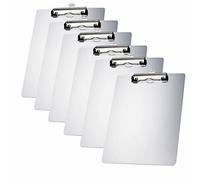 6x TUKA A4 Portapapeles de Aluminio con Pinza, Abrazadera de metal Recubierto de Goma, Tablilla con Sujetapapeles, Gran Resistencia, Robusto Aluminio Portapapeles, Juego de 6, Color Plata TKD8065-6x
