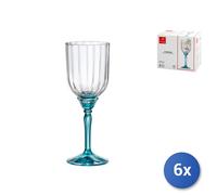 6X Vaso Florian De Vidrio Transparente Con Pie Azul Para Cócteles 24,5Cl