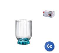 6X Vaso Florian De Vidrio Transparente Con Pie Azul Para Rocks 30Cl