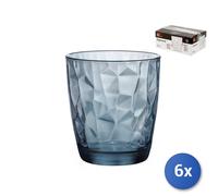 6X Vasos De Vidrio Colorido Diamond Dof Azul Cl38,5