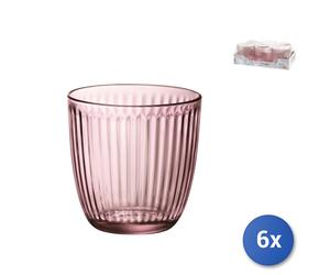 6X Vasos De Vidrio Rosa Línea, 29 ormioli Rocco
