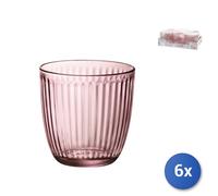 6X Vasos De Vidrio Rosa Línea, 29Cl, Bormioli Rocco