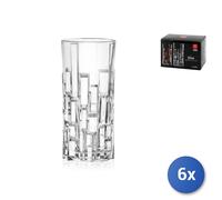 6X Vasos De Vidrio Transparente Decorado Etna High Ball CL34