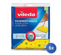 6x Vileda Paño Suelo Amarillo Microperforado 30% Microfibra 50X60Cm 2Pz