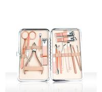 7/10/12/16/18 piezas Juegos de manicura portátiles Kits de pedicura Cortaúñas Herramientas de cuidado personal de acero inoxidable Novio limpio muerto, 16 piezas