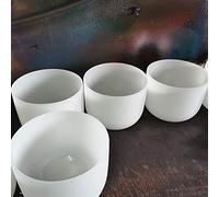 7"-12" Note CDEFGAB Set of 7PCS Chakra Frosted Quartz Crystal Singing Bowl (Size : 432hz) (440hz)