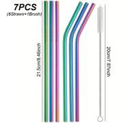 7/14/28 piezas de de metal , de acero inoxidable de 21.5 cm con cepillo de limpieza, taza de 500 ml, adecuadas para té helado/bebidas frías con , aptas para lavavajillas
