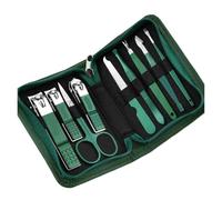 7-18 Pcs Manicure Set Nail Clippers Kit Professional Stainless Steel Care Tools With Leather Case For Man And Women(Green 9 Pcs set)