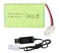 7,2V 2400mAh Batería Ni-MH con Tamiya KET 2P Conector y Cable de Carga USB, Baterías AA Ni-MH para Vehículos RC Coches Camiones Excavadoras Orugas Tanques Juguetes y Vehículos Todoterreno RC