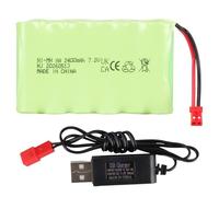 7,2V 2400mAh Ni-MH AA Batería Recargable con Conector JST-2P Cable USB, Batería de Repuesto para Excavadoras RC 550 TR 211, TR 212, TR 215, Vehículos Obra, Camiones, Coches RC, Juguetes