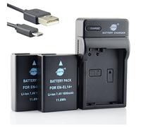 7,4 V 1600 mAh EN-EL14 EN-EL14a EN-EL14 + DSTE batería de iones de litio (2 unidades) + cargador micro USB compatible con batería Nikon BG-2G, Coolpix P7000, P7100, P7700, Df, D5200, D5300, cámara