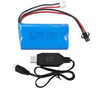 7,4V 2000mAh 15C 2S Batería Recargable Li-Ion de con Conector SM-2P y Cable de Carga USB, Adecuada para Coches RC MN D90/91, MN 99/99s, Barcos RC H101 H103 H105, Camiones RC y Buques