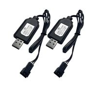 7.4V USB Cable Cargador con SM-3PIN Plug Compatible RC Coche/RC Avión/RC Tanque/RC Barco/Drone/Otros Juguetes de Control Remoto para 7.4V Lipo Batería Cargador (2)