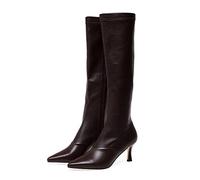 7.5 CM / 2.95 Pulgadas Moda Tacones Altos Puntiagudos Sexy Elegante Damas Discoteca Botas Altas hasta La Rodilla Botas De Baile De Poste,Marrón,40 EU