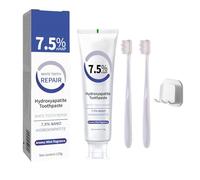 7.5% Hydroxyapatite Toothpaste, Teeth Whitening Foam Toothpaste, for Advanced Enamel Protection, with Gentle Mint, Long-Lasting Fresh Breath, Incluye 2 Cepillos de Dientes + Soporte