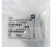 (7,50€/Unidad) 2x HARTING Han 6 Mod Sti-C 16A 09140063001 Inserto Macho