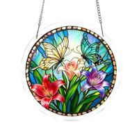 7.5Inch Sun Catchers Indoor Window - Acrylic Rainbow Suncatcher, Balcony Ornaments, 2D Stained Animal Puzzle | Cat Window Decoration, Butterfly Ornament for Wall Home Living Room Bedroom Entryway