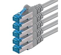 7,5m Cable de Red, Cable Ethernet y LAN SFTP PIMF Cat6a - transmite hasta 10 Gigabit por Segundo y es Adecuado para switches, routers, módems con Entrada RJ45, gris - 5 piezas