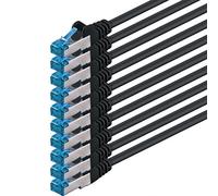 7,5m Cable de Red, Cable Ethernet y LAN SFTP PIMF Cat6a - transmite hasta 10 Gigabit por Segundo y es Adecuado para switches, routers, módems con Entrada RJ45, negro - 10 piezas