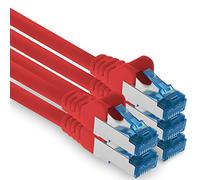 7.5m - CAT.6 - Cable de red Ethernet Gigabit Lan RJ45 CAT6 Cat6a 10Gbit/s - rojo - 5 piezas