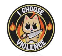 7,62cm I Choose Violence Gato Divertido Parches de, Lindo Aplique Bordado Militar Parche Moral para Mochilas Chaleco Sombrero Arneses para Perros Jeans Ropa