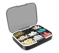 7,7 x 5,71 x 1,57 pulgadas 7 días pastillero caja organizadora de píldoras con 9 compartimentos para pastillero de viaje para medicamentos, vitaminas, aceite de pescado, suplemento nutricional