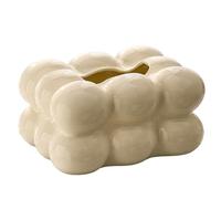 7.7x5.9x3.9 Cubierta de la caja de pañuelos rectangulares de cerámica, dispensador de servilletas decorativo de forma de algodón de azúcar para baño de sala de estar